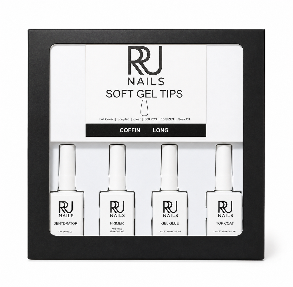 Coffin Soft Gel Tips Nail Kit ( LONG)