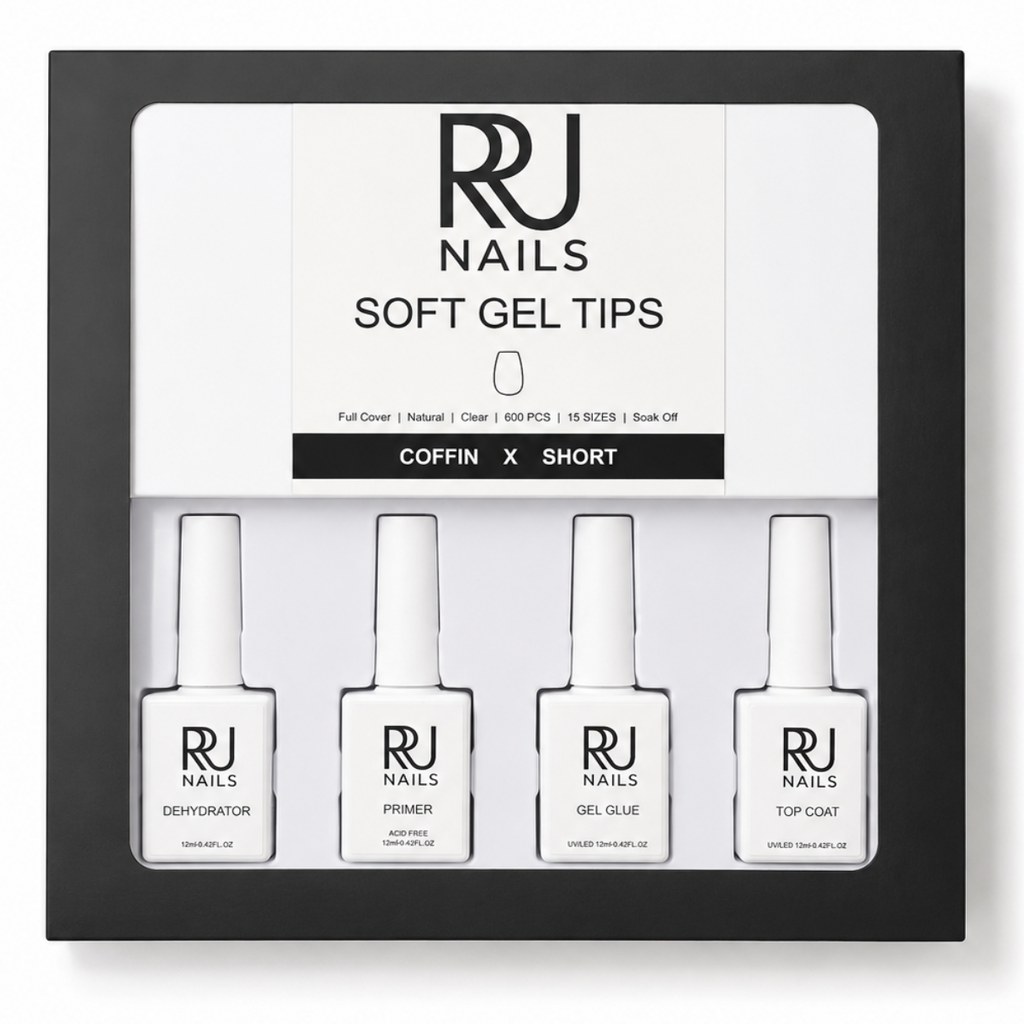 Coffin Soft Gel Tips Nail Kit ( EXTRA SHORT)