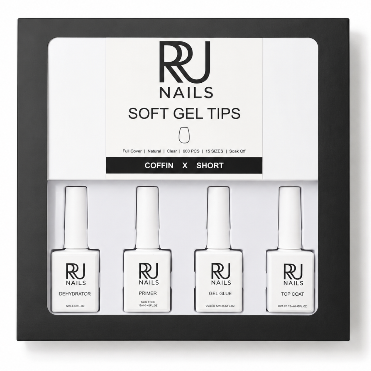 Coffin Soft Gel Tips Nail Kit ( EXTRA SHORT)