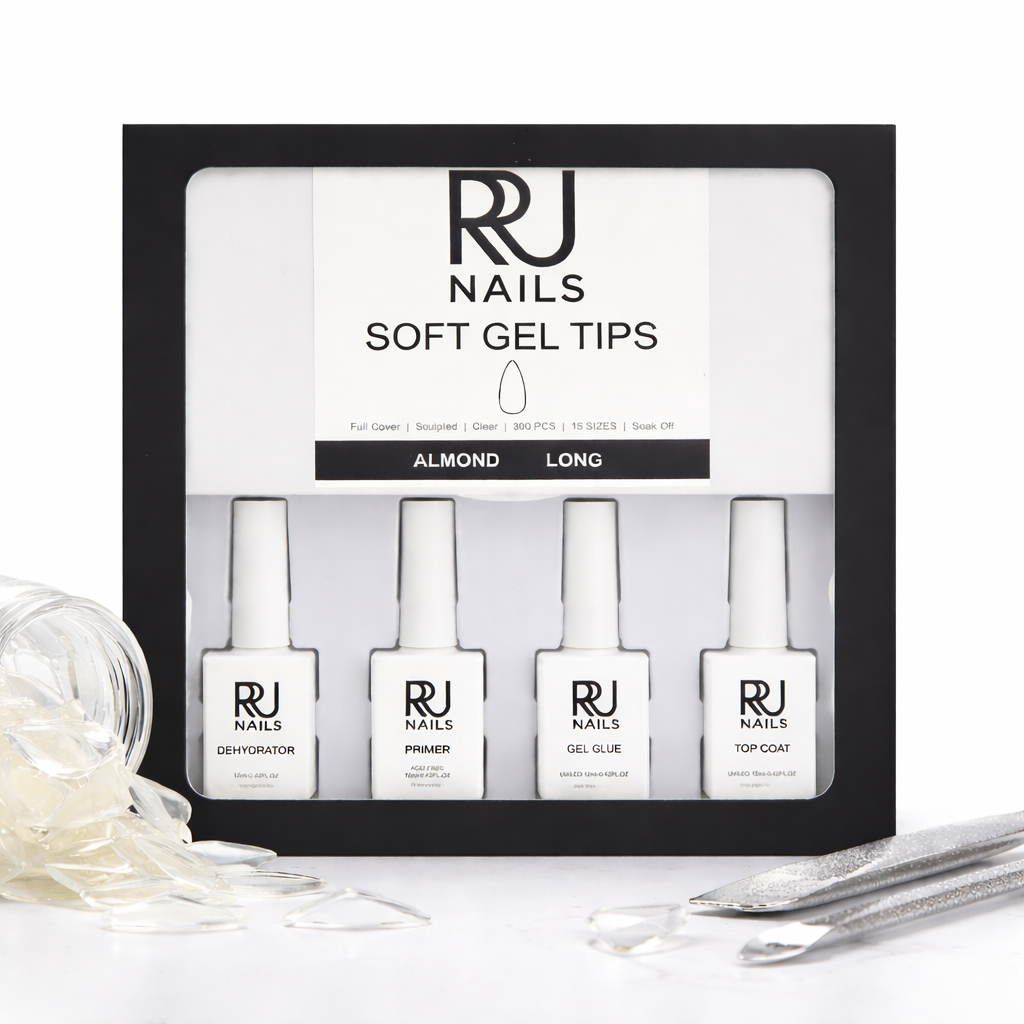 Almond Soft Gel Tips Nail Kit ( LONG )