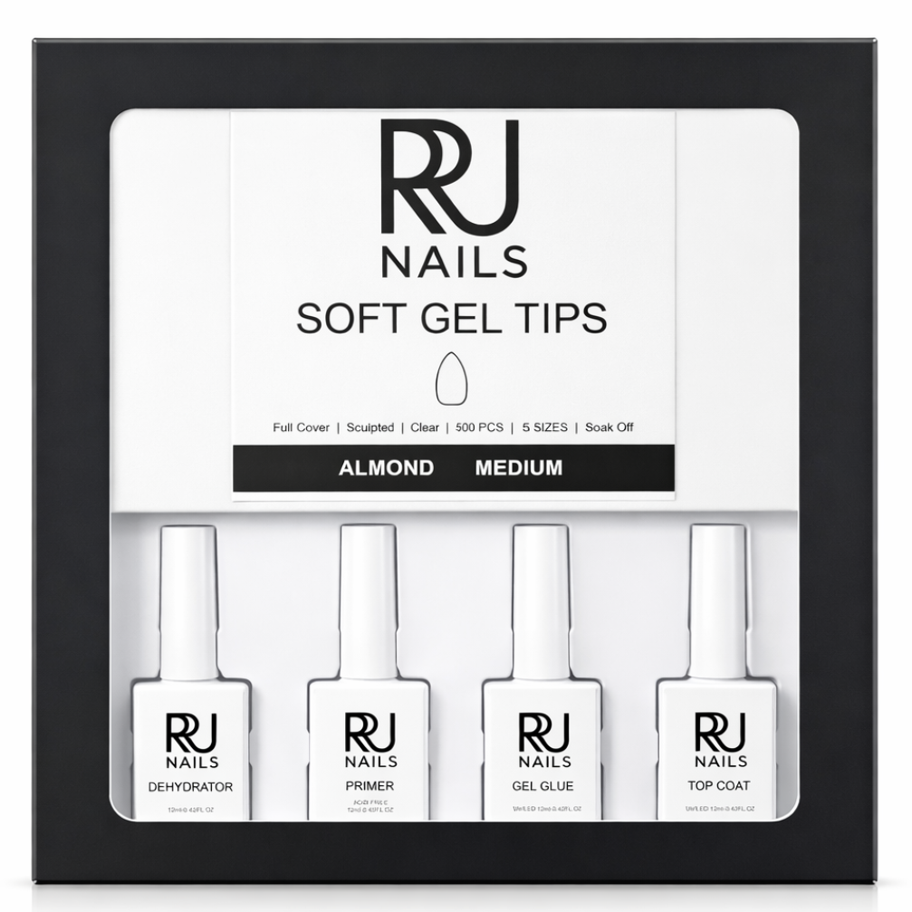 Almond Soft Gel Tips Nail Kit ( MEDIUM )