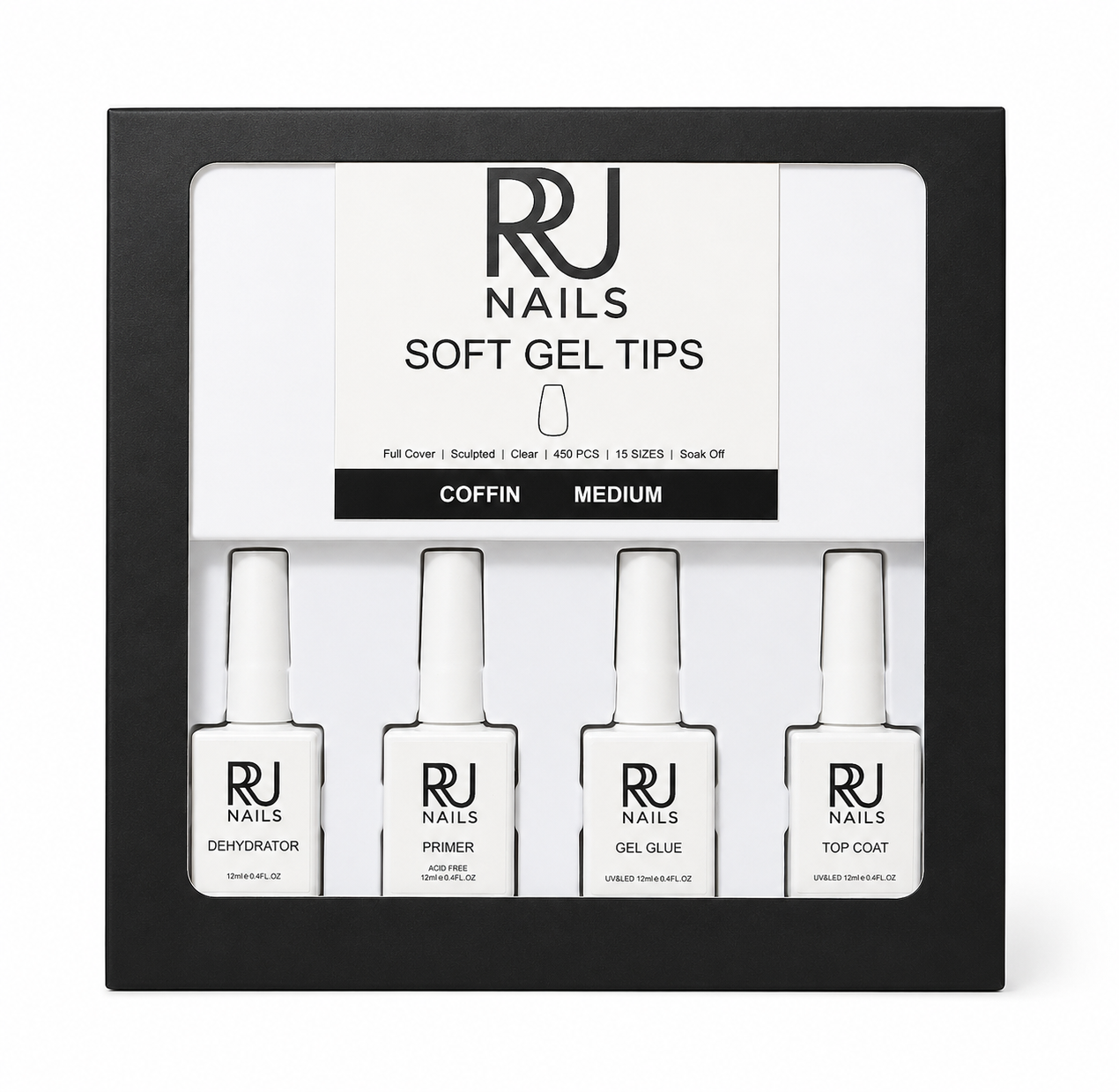 Coffin Soft Gel Tips Nail Kit ( MEDIUM )