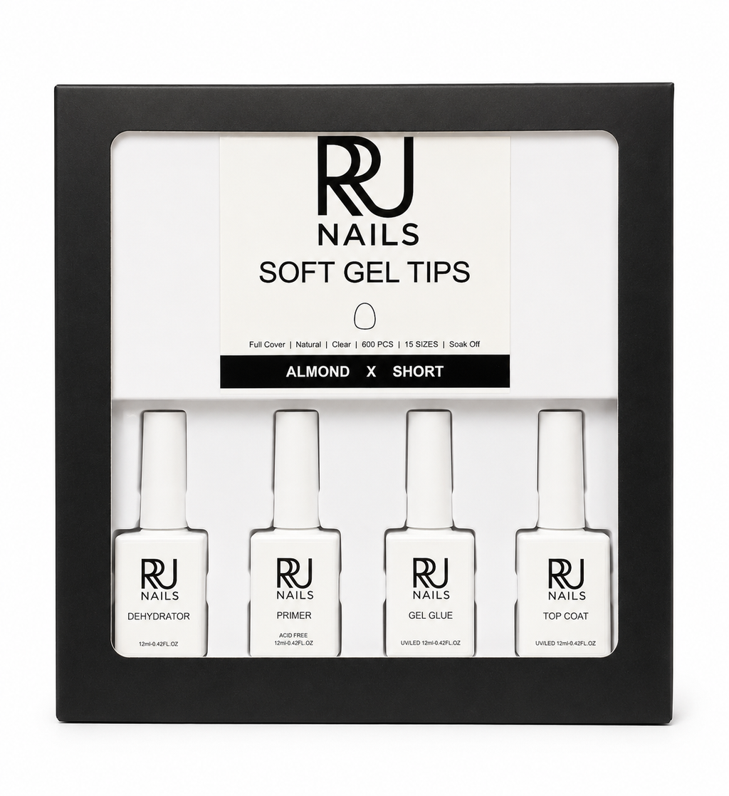 Almond Soft Gel Tips Nail Kit ( EXTRA SHORT)
