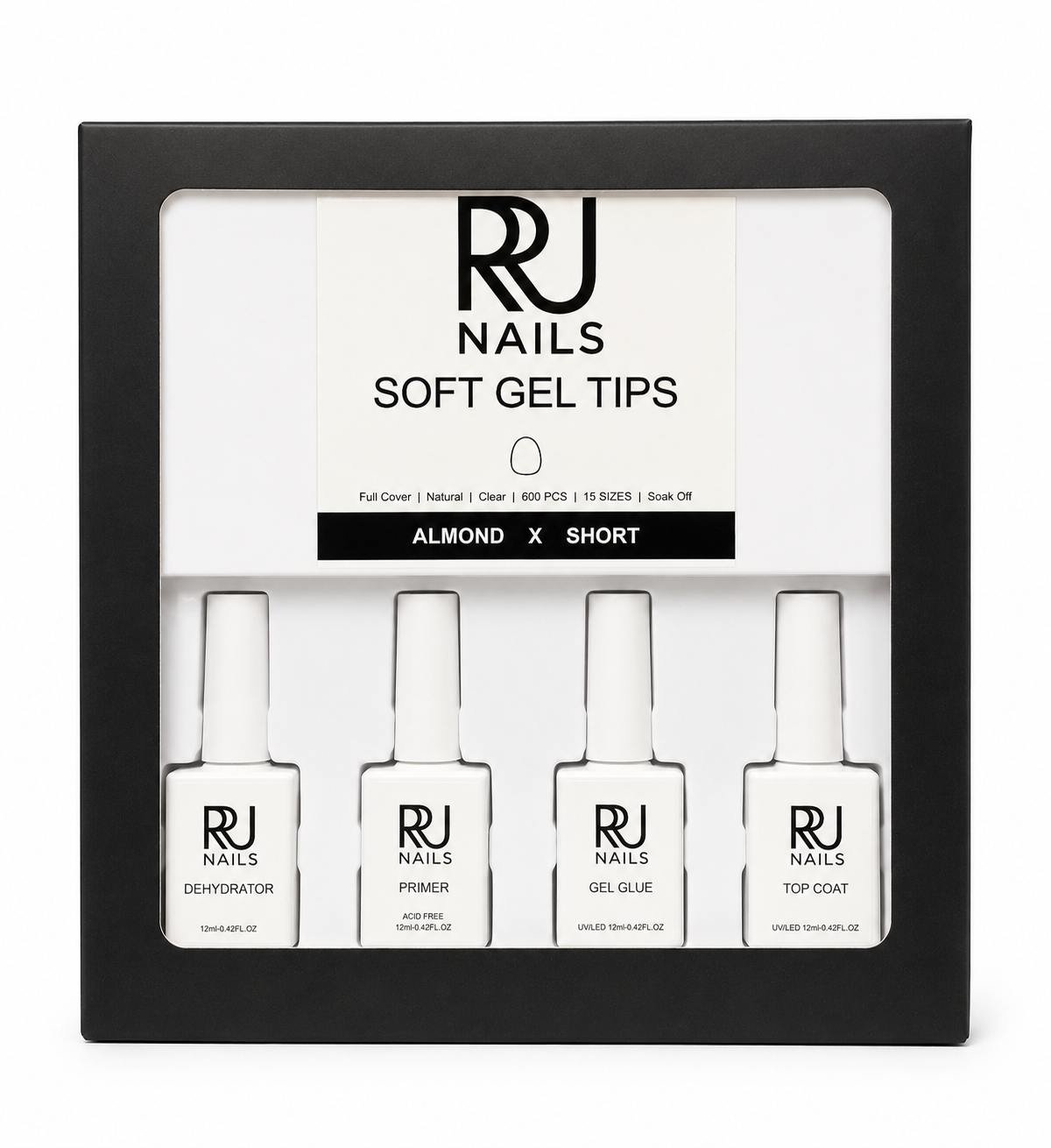 Almond Soft Gel Tips Nail Kit ( EXTRA SHORT)