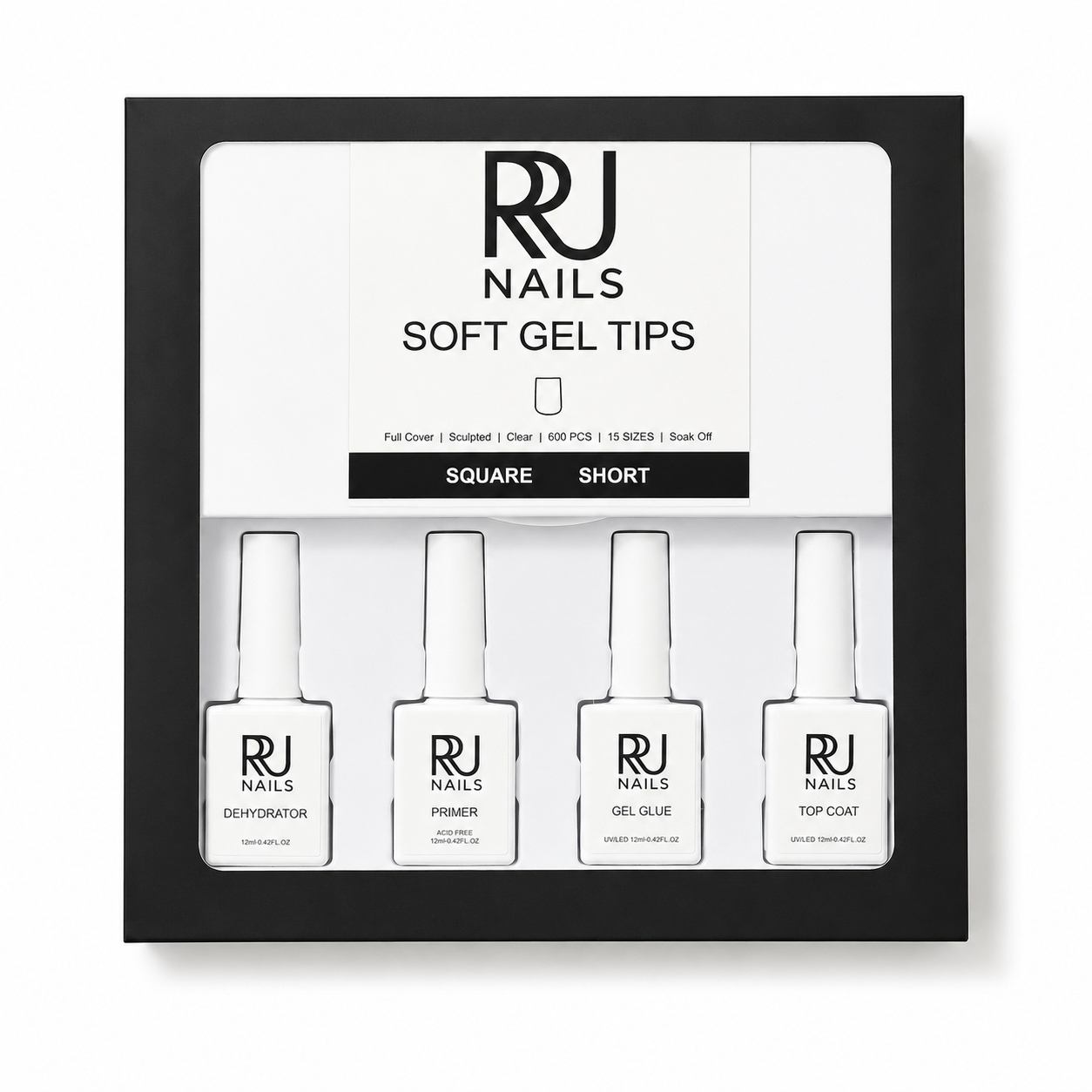 Square Soft Gel Tips Nail Kit ( SHORT)