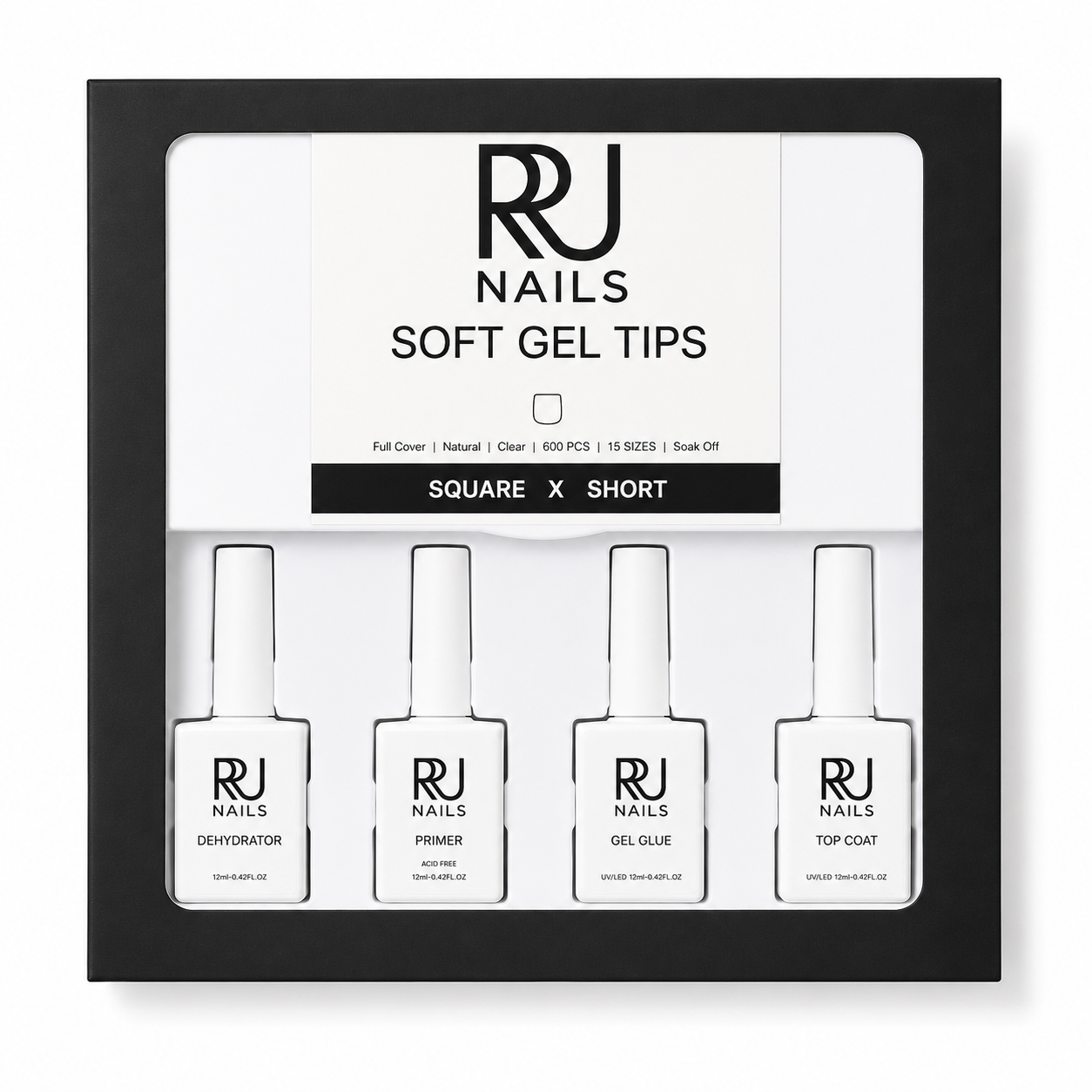 Square Soft Gel Tips Nail Kit ( EXTRA SHORT)