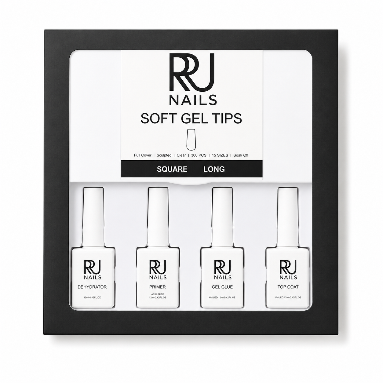 Square Soft Gel Tips Nail Kit ( LONG)