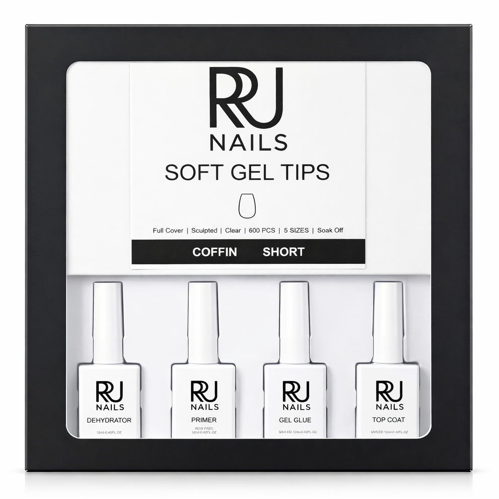 Coffin Soft Gel Tips Nail Kit ( SHORT )