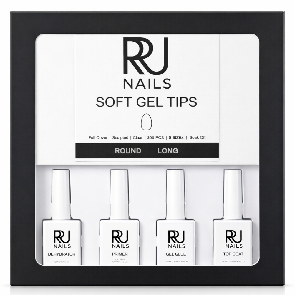 Round Soft Gel Tips Nail Kit ( LONG)
