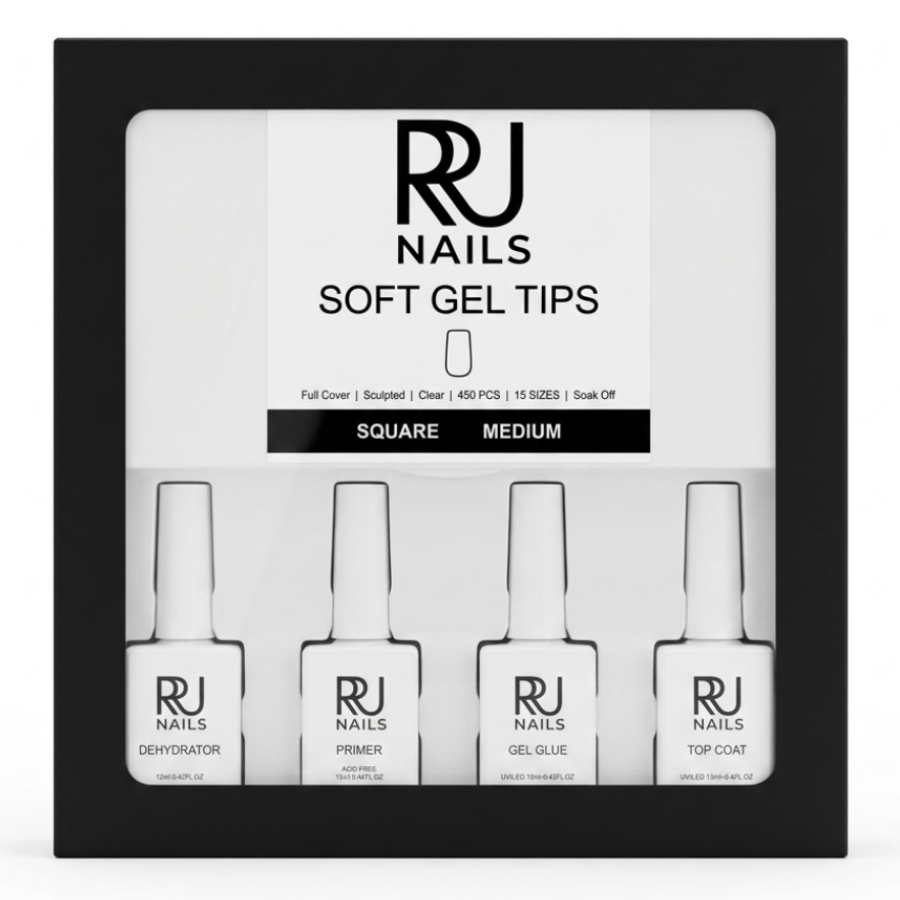 Square Soft Gel Tips Nail Kit ( MEDIUM)